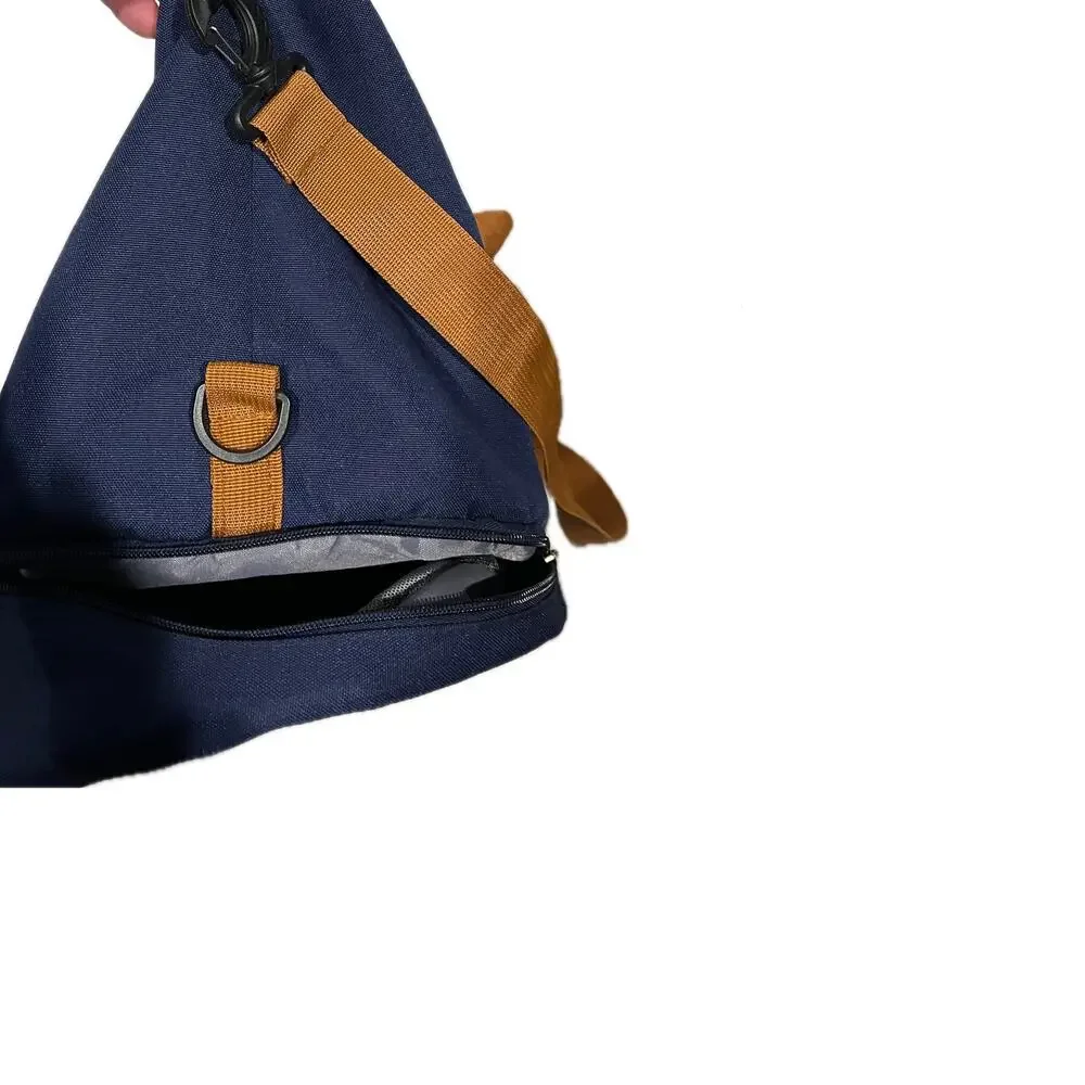 Blue Brown Canvas Totle Duffel Gym Bag 18